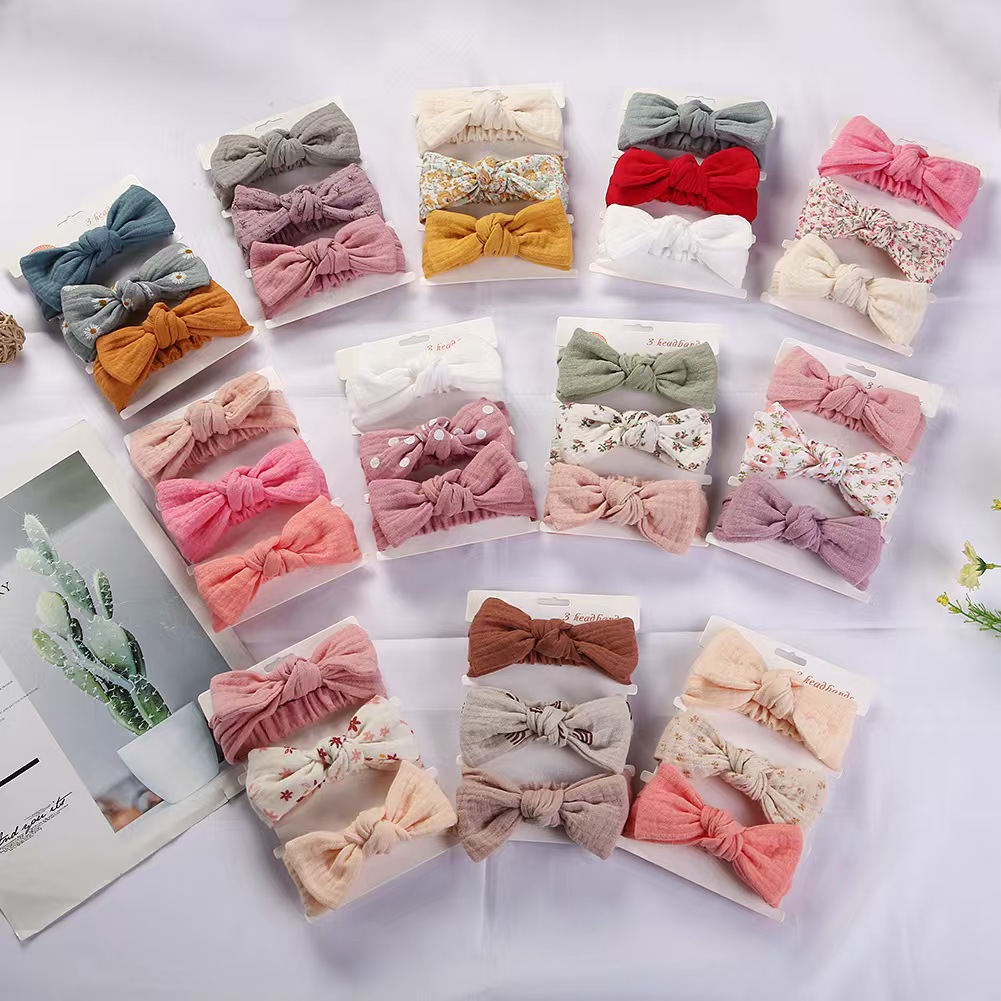 European and American baby bunny ears cute bow headband crepe cloth headband