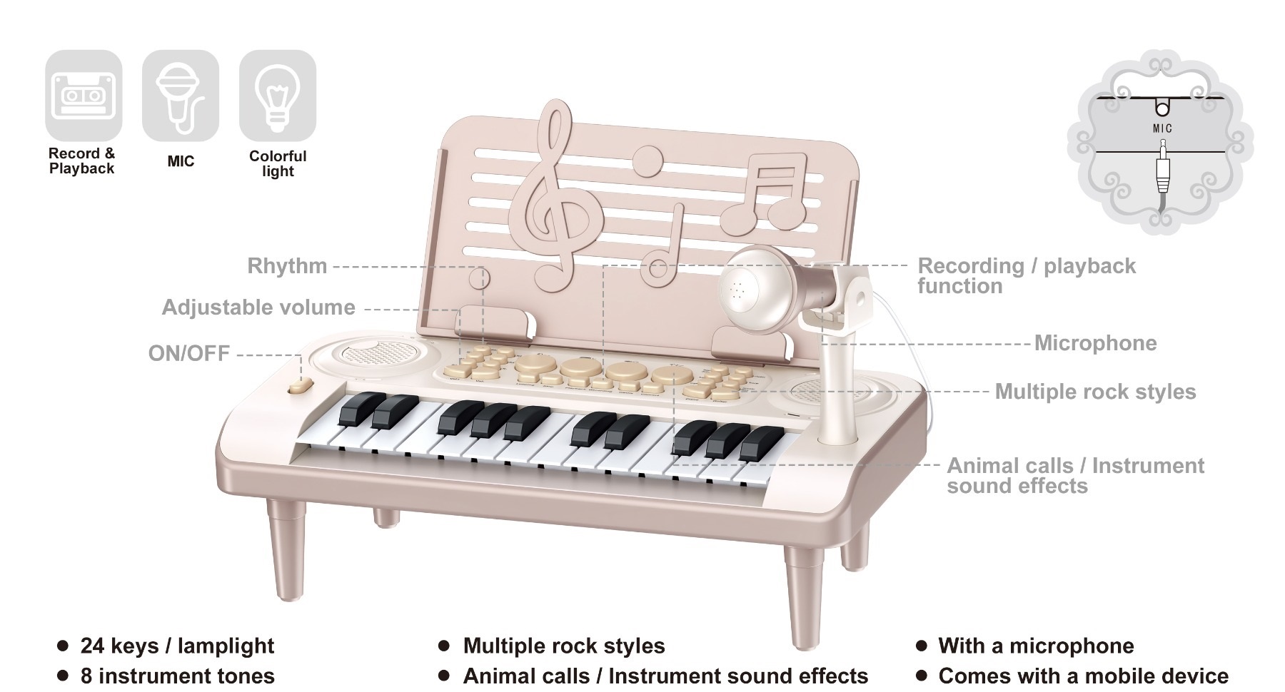 24-key multi-function electronic piano