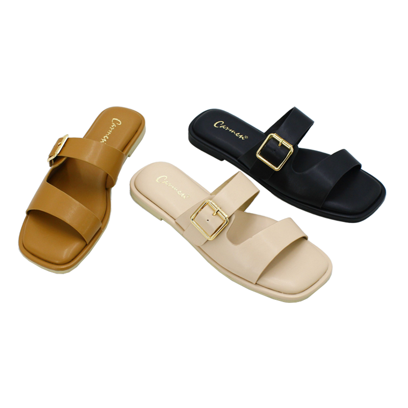 Wholesale Hot Sell Ladies Square Toe Fashion Casual Flats Shoes House Slippers