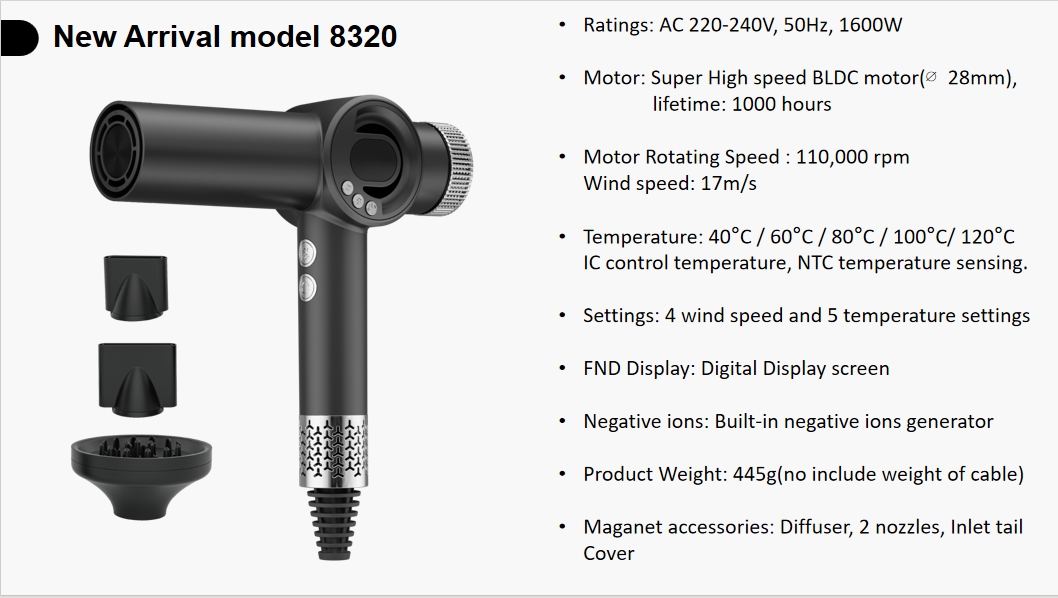 High Wind speed hair dryer