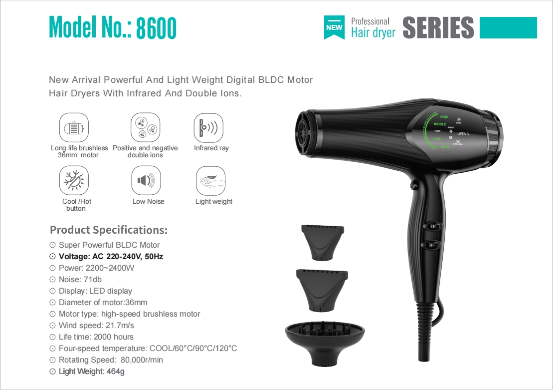 High Wind speed hair dryer