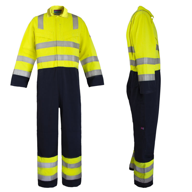 High Visibility Twill Work Coveralls Protective Antiacid Safety Waterproof Uniform