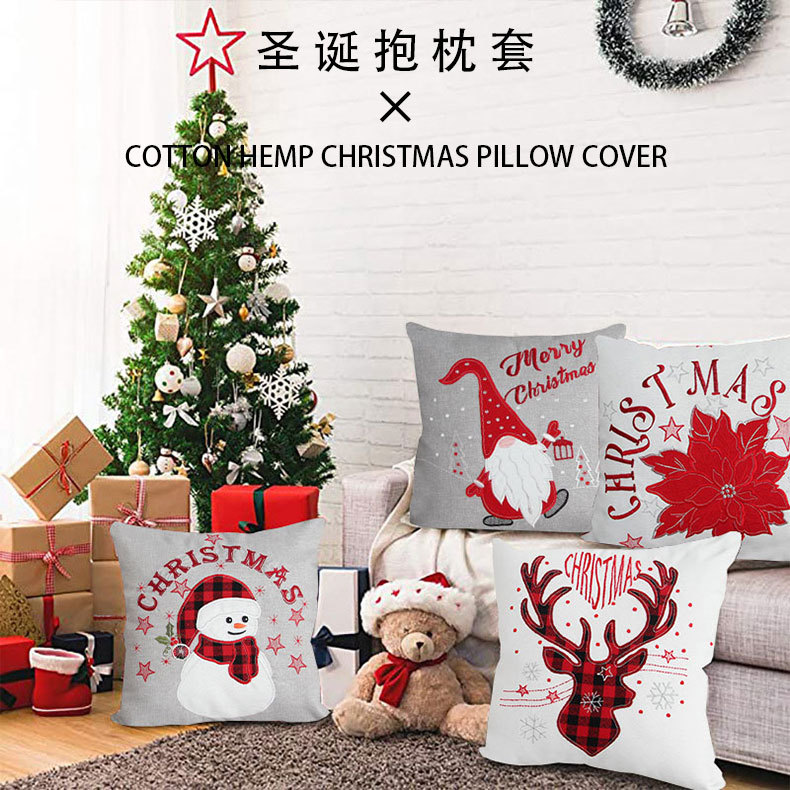 Christmas cloth embroidery pillow cover, holiday decoration, living room sofa cushion