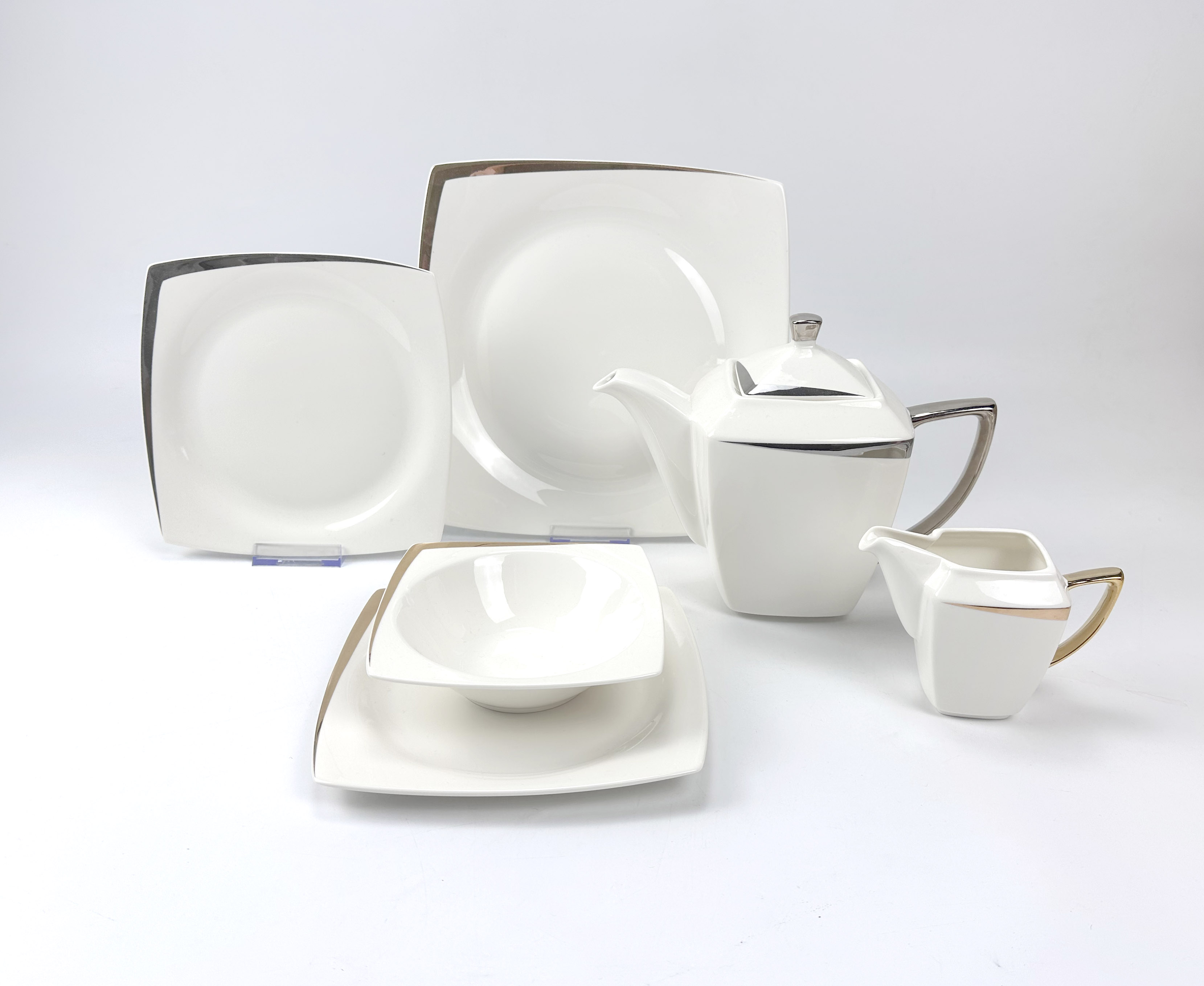 HAOMEI PORCELAIN Square simple generous gold new bone China dinner set