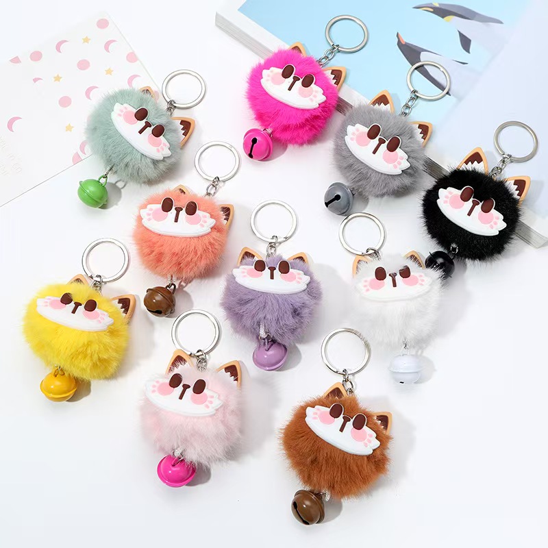 Imitation Otter Rabbit Hair Ball Cute Fortune Cat Plush Keychain Pendant