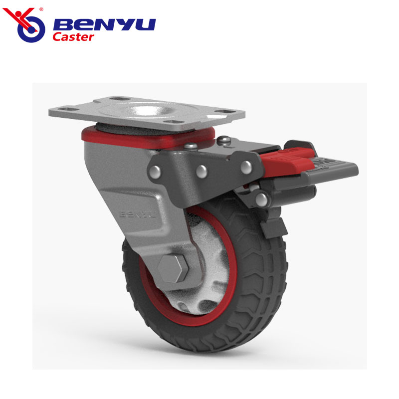 3-5inch Medium Duty PU Brake Swivel Fixed Wheels Caster