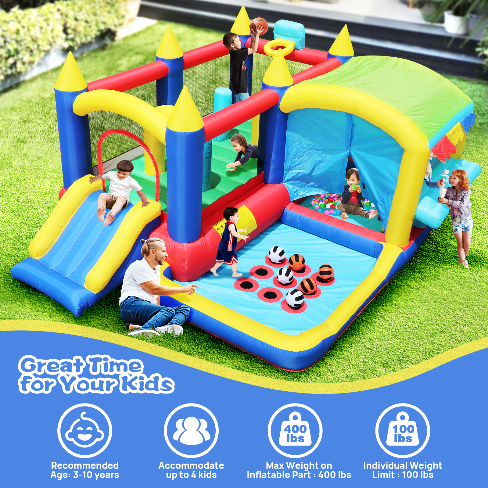 7 in 1 Inflatable Bounce House