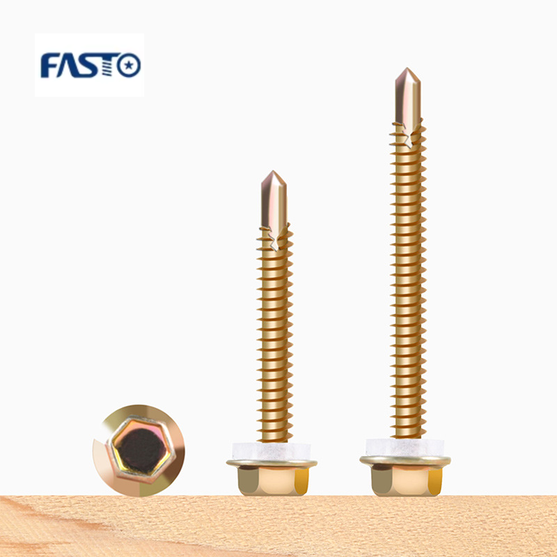 Yellow Zinc Plated Hex Head Self Drilling Screw