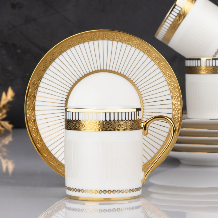 90ml gold electroplated design ceramic porcelain Arabic coffee cup set, coffee cup and saucer set