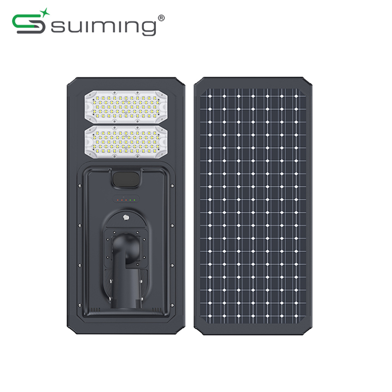 Imported lens aluminum integrated solar street light, the battery and solar panel can be enlarged