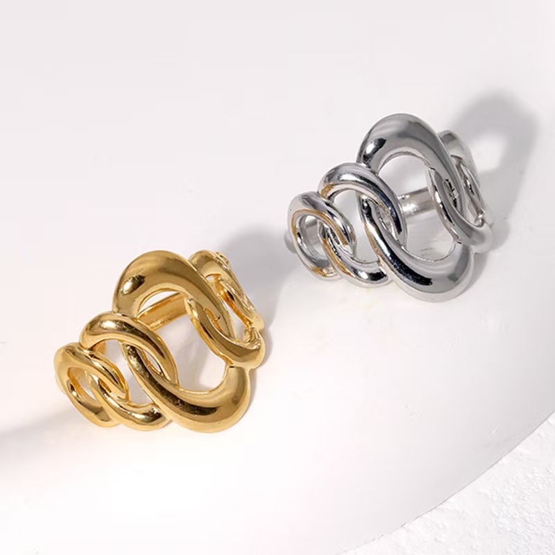 Geometric Irregular Stainless Steel Ring from Europe and America