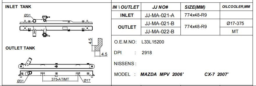 Radiator Plastic Tank