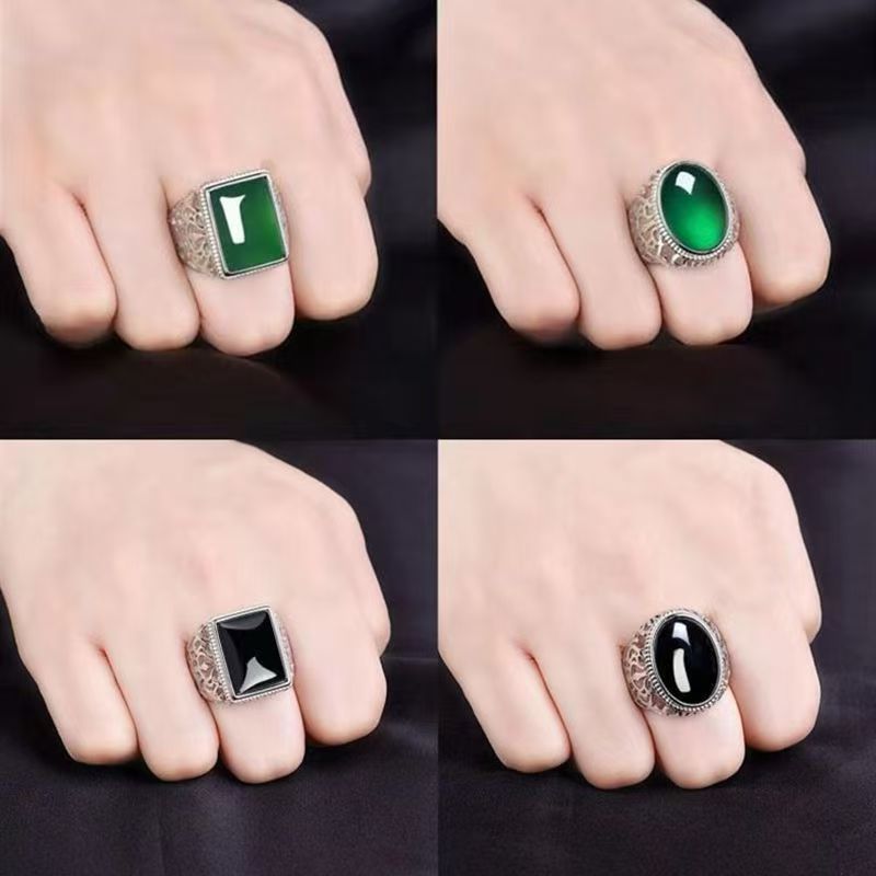 European and American Fashion Imitation Agate, Ruby, Emerald Ring