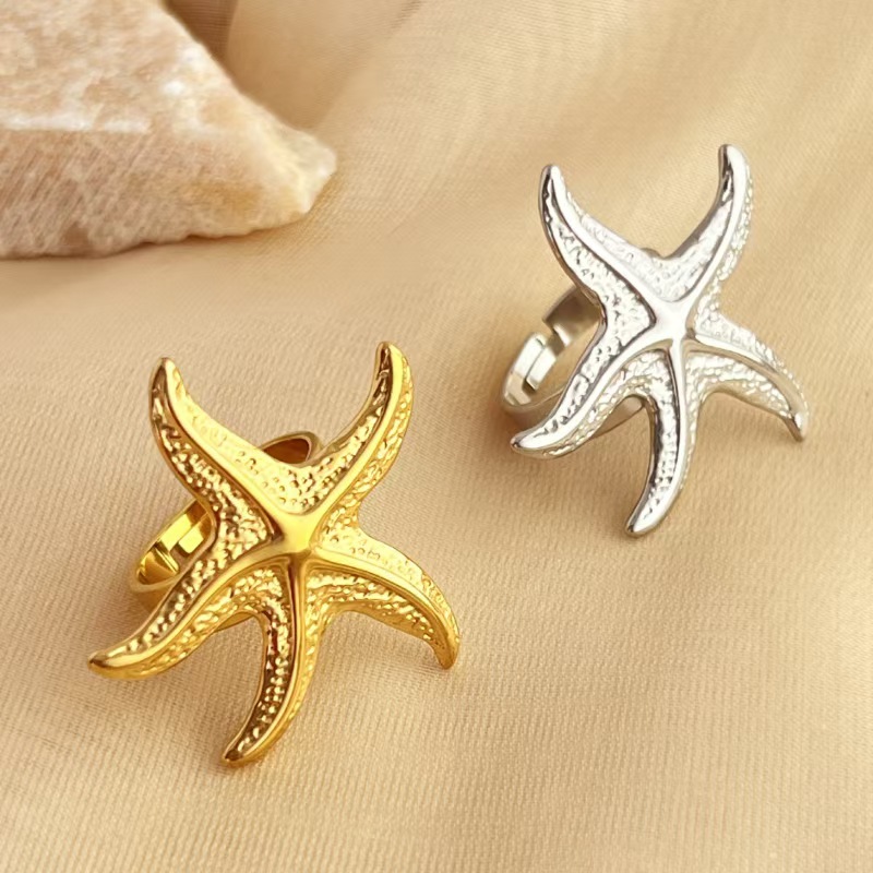 Cross border ocean wind stainless steel starfish ring from Europe and America
