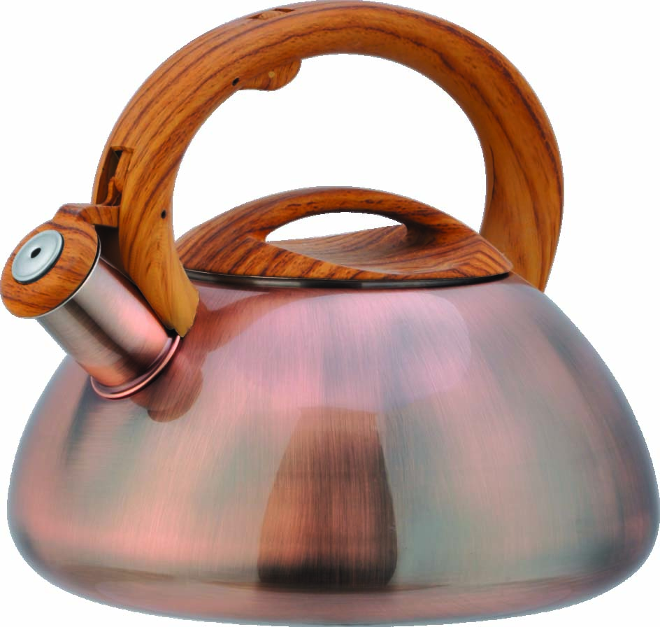 Woohao Woodlike Soft touch handle whistling stovetop tea kettle Brush copper