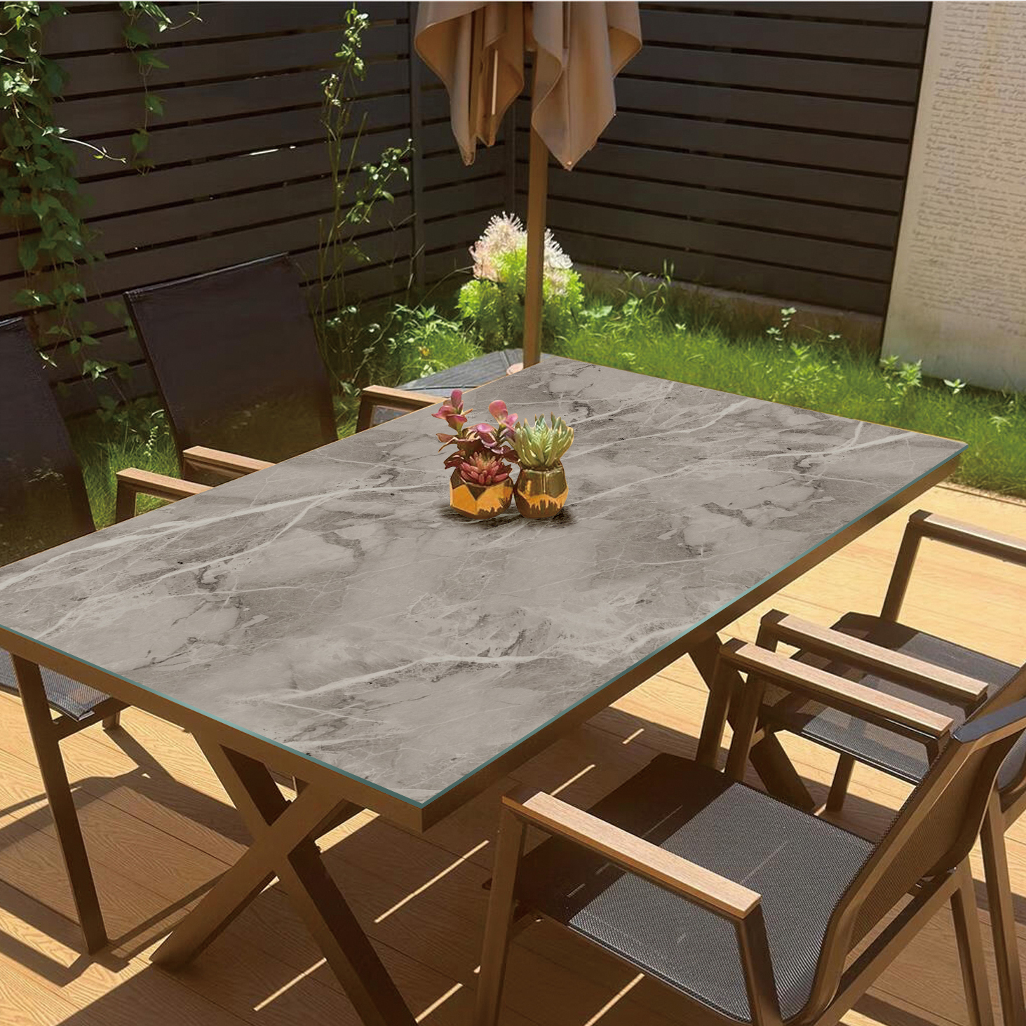 Outdoor glass tabletop