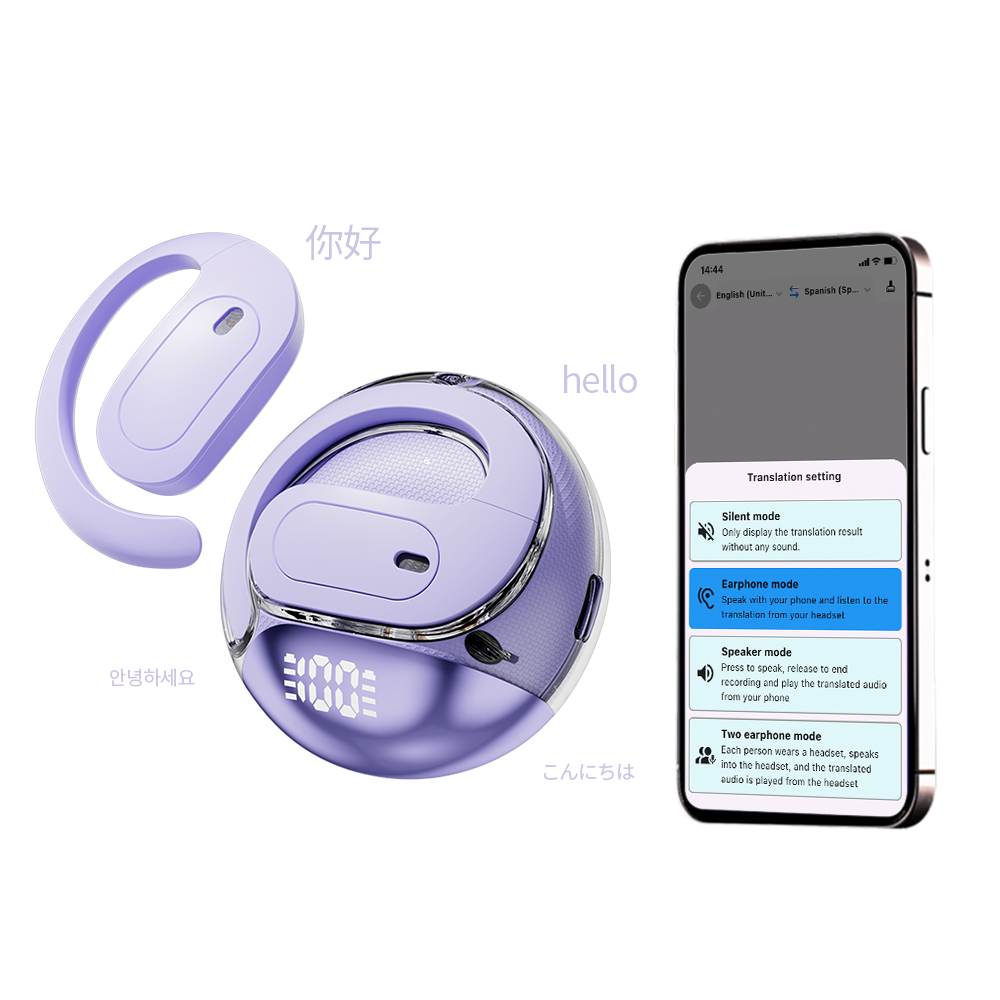 Real-time AI Translation Support 145 Languages Headphones Earbuds Instant Voice Translator