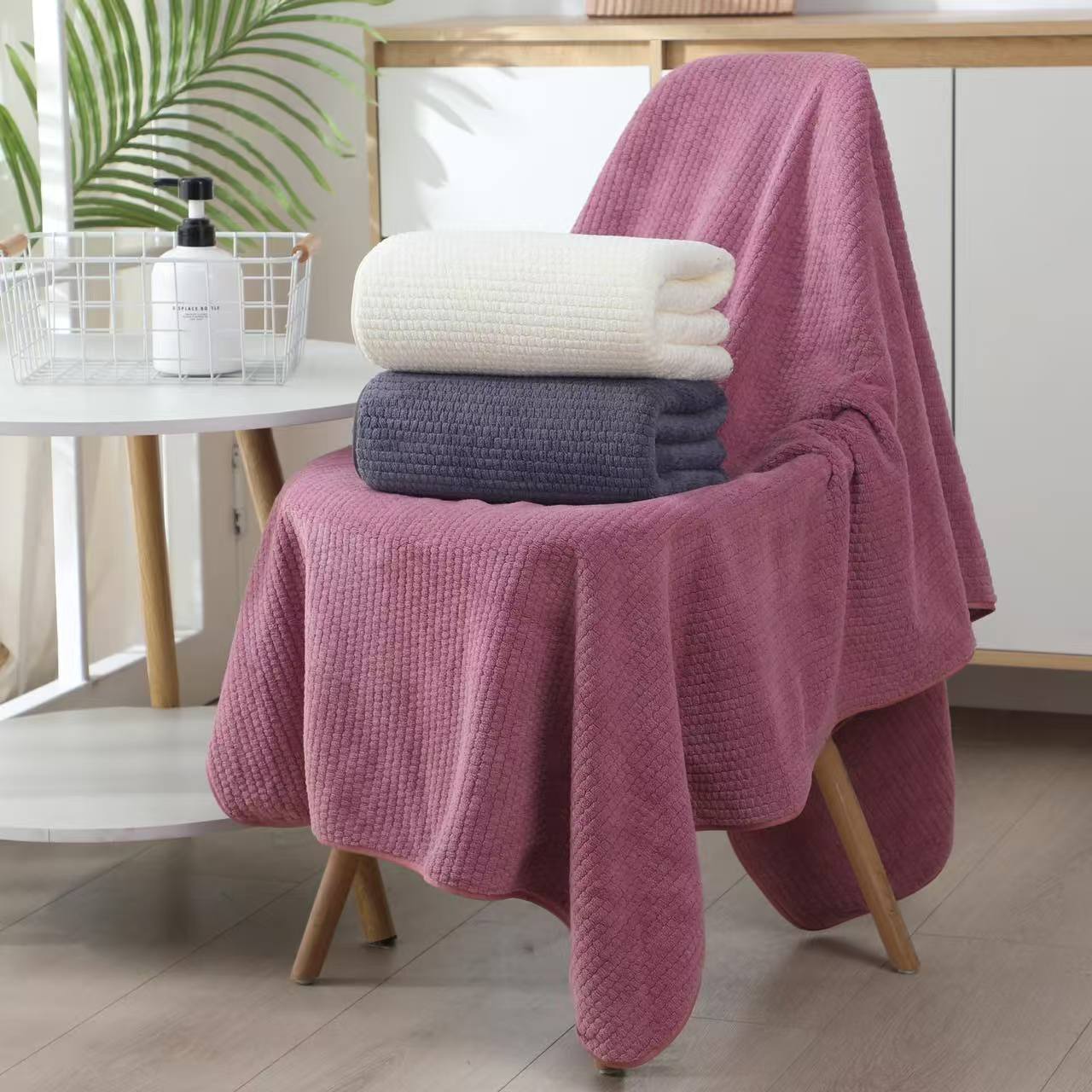 coral velvet towel