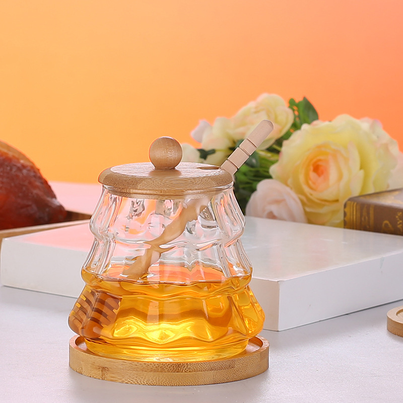 High borosilicate honey jar with stick