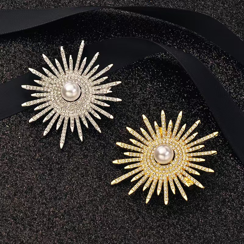 Cross border diamond sunflower brooch from Europe and America