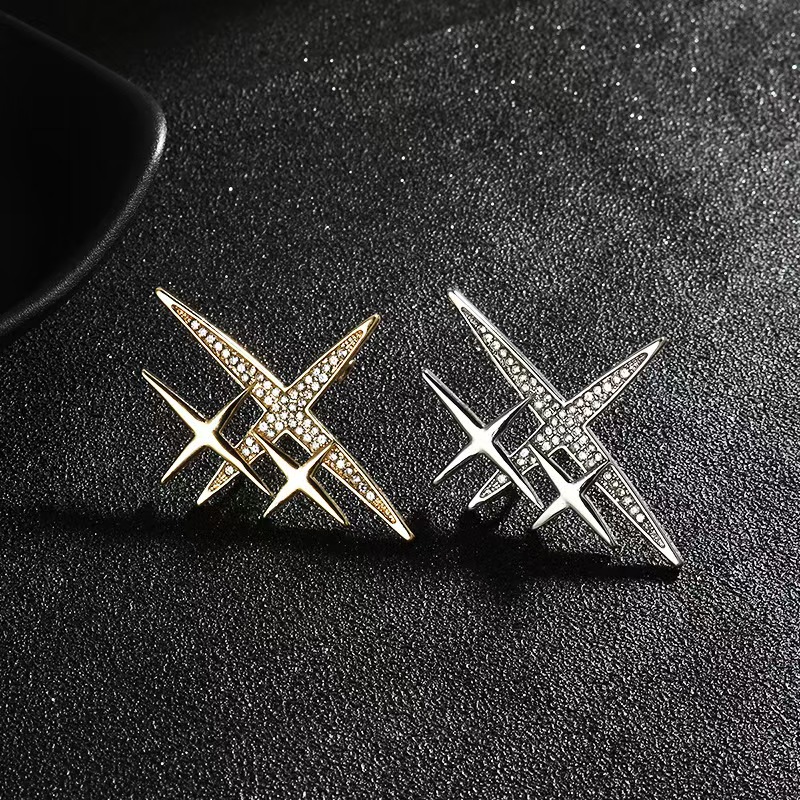 Ins style simple and elegant cross star shaped brooch