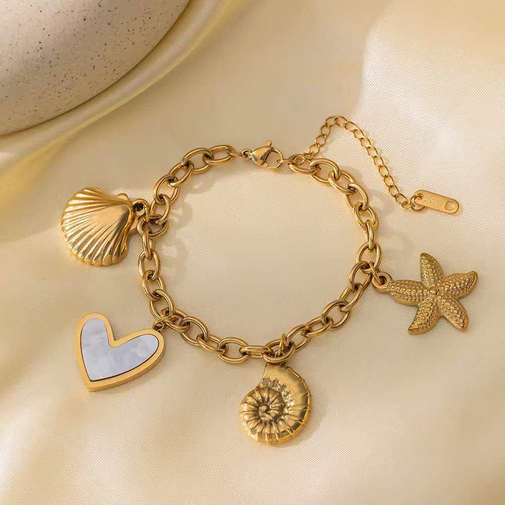 European and American luxury stainless steel ocean style starfish shell bracelet