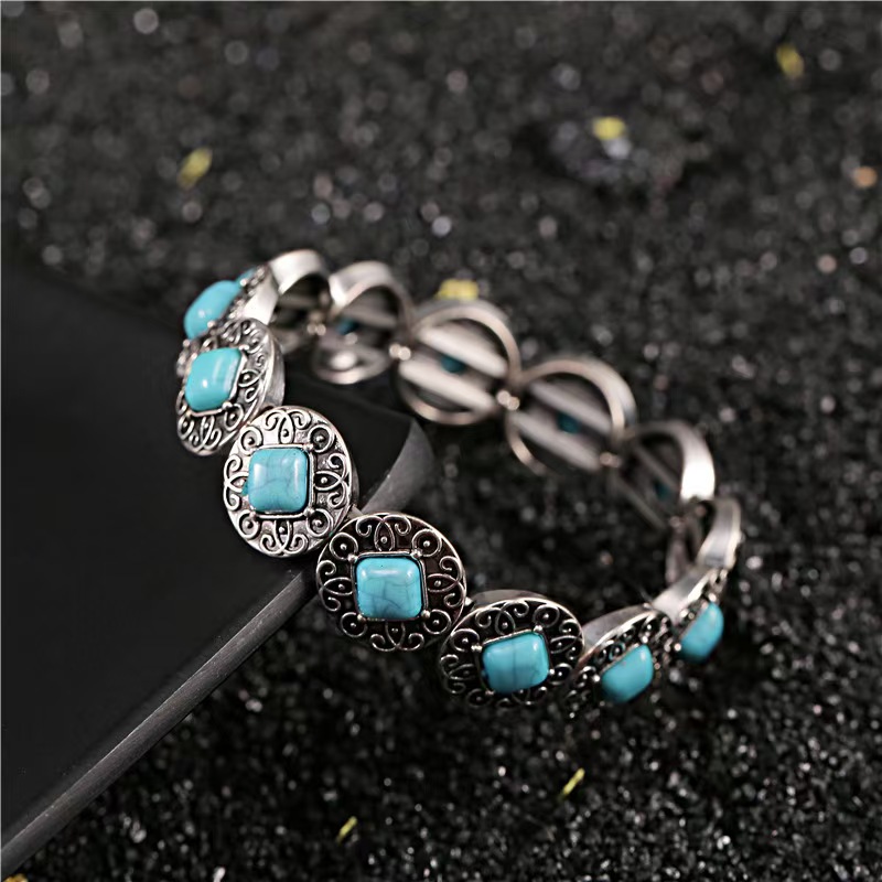 European and American retro cross-border turquoise bracelet