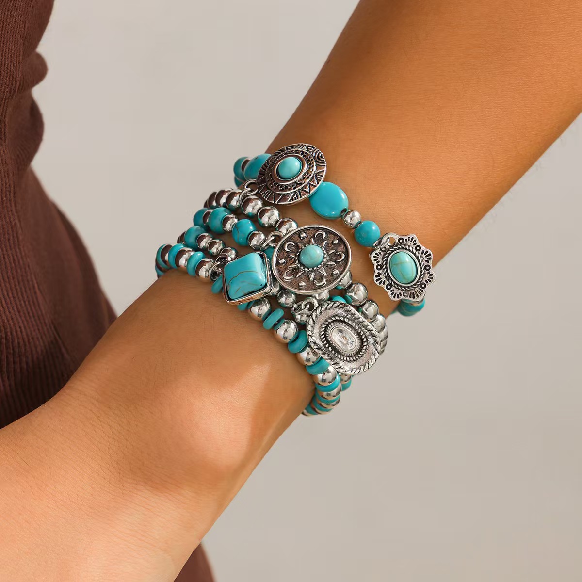 European and American Bohemian imitation turquoise retro bracelet