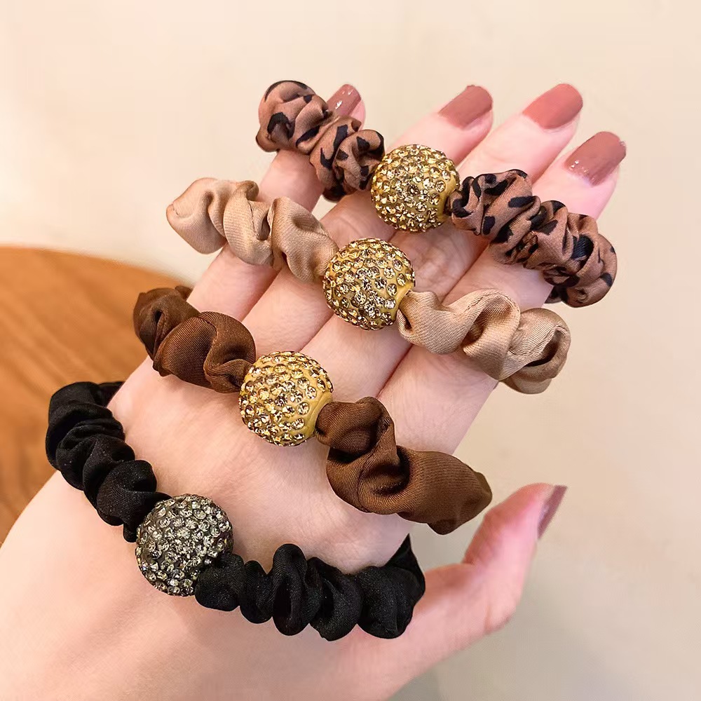 European and American leopard print headband with high-end water diamond headband