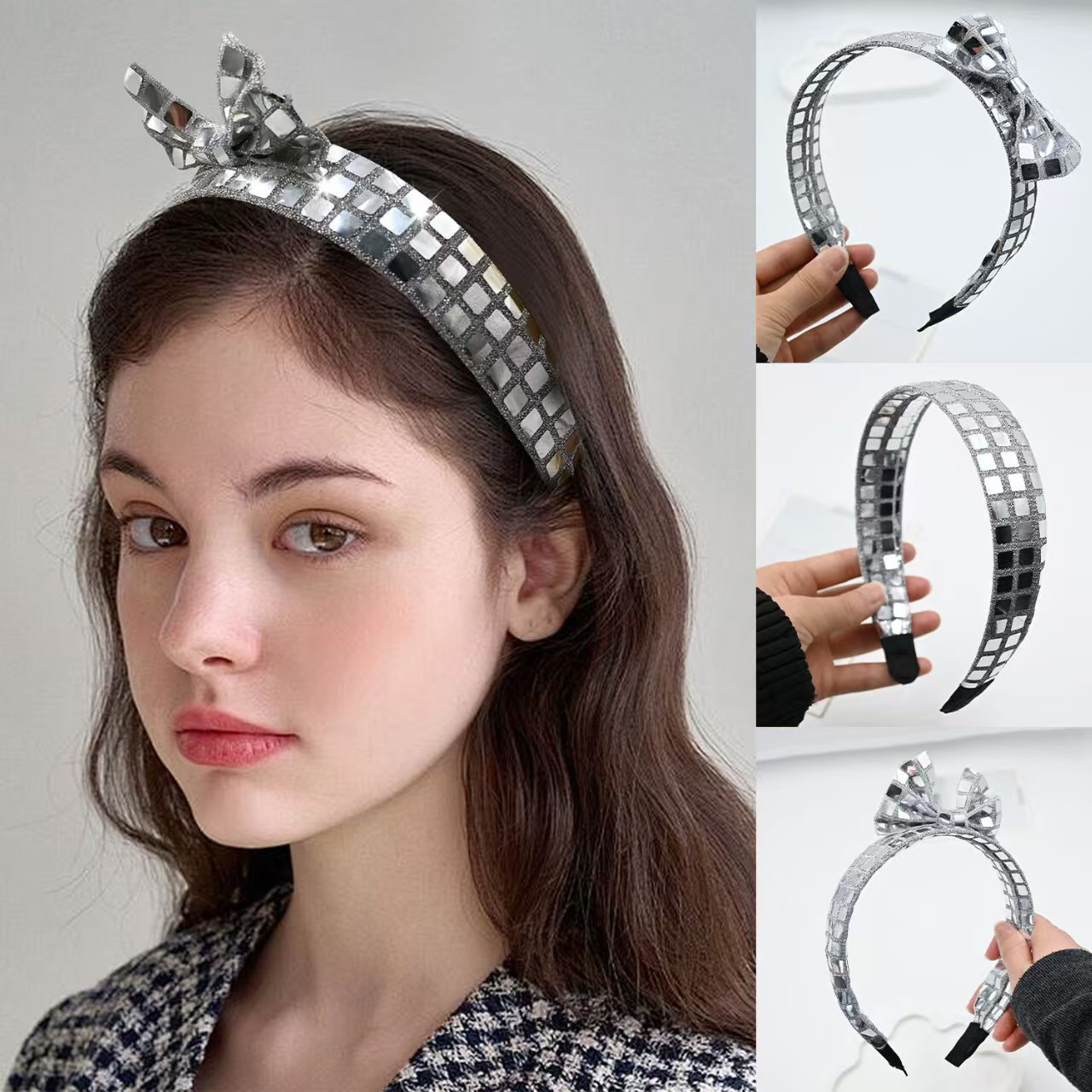 Cross border European and American high-end fabric square sequin headband