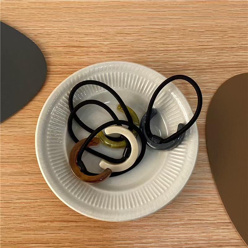 European and American cross-border geometric semi-circular buckle ponytail rubber band