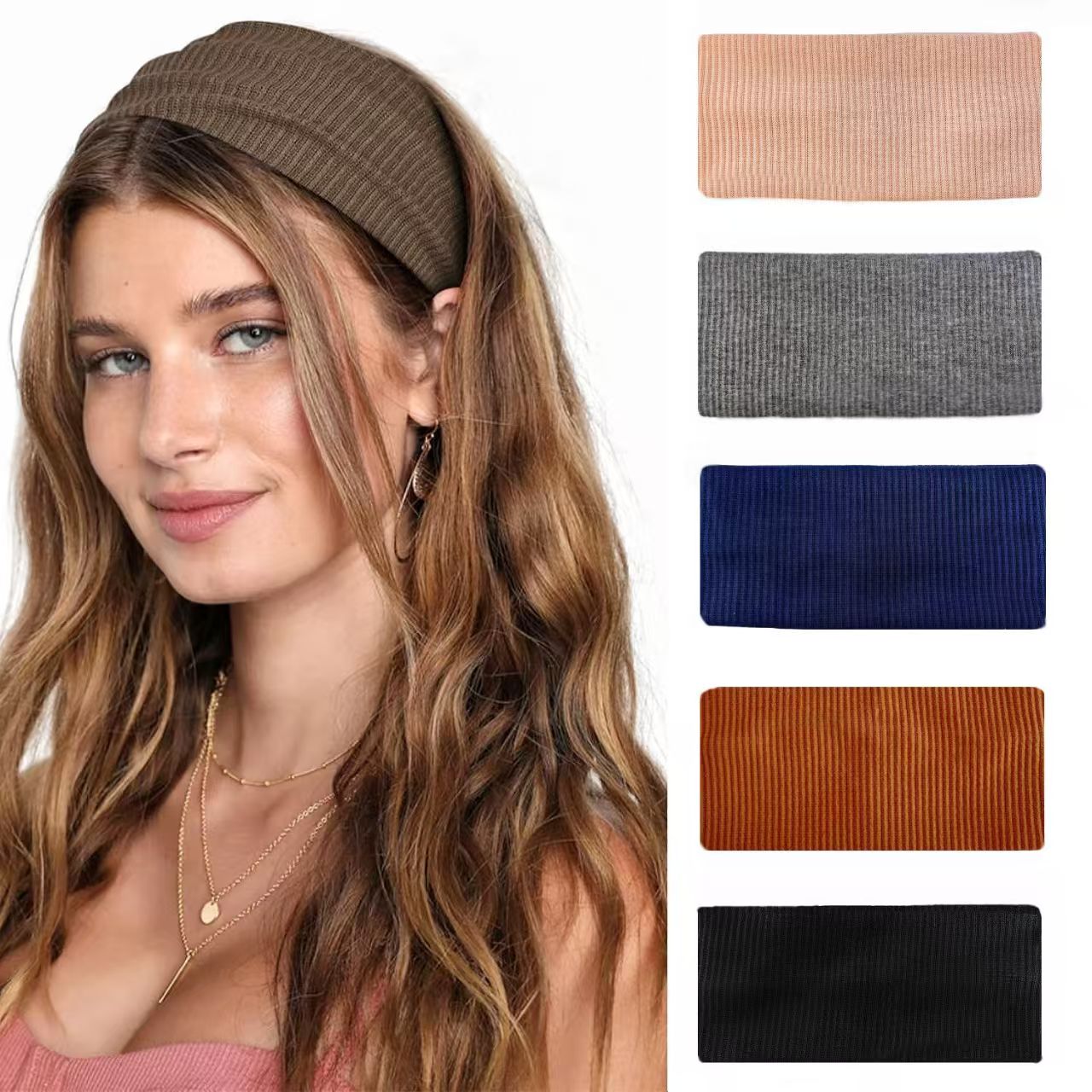 European and American Amazon solid color fabric high elasticity headband