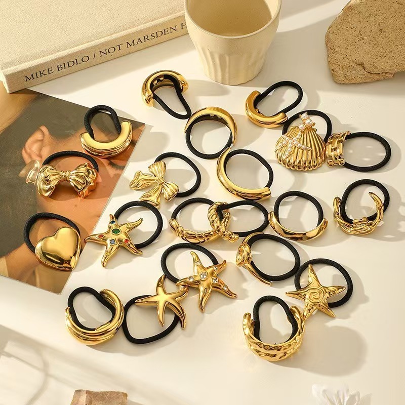 European and American trendy stainless steel ocean landscape surface black rubber band