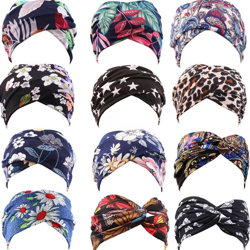 European and American new women's elastic cross sport headband
