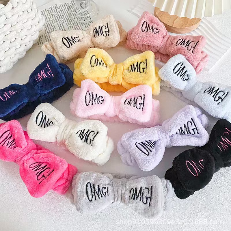 European and American cross level Oh OMG embroidery solid color butterfly end headband