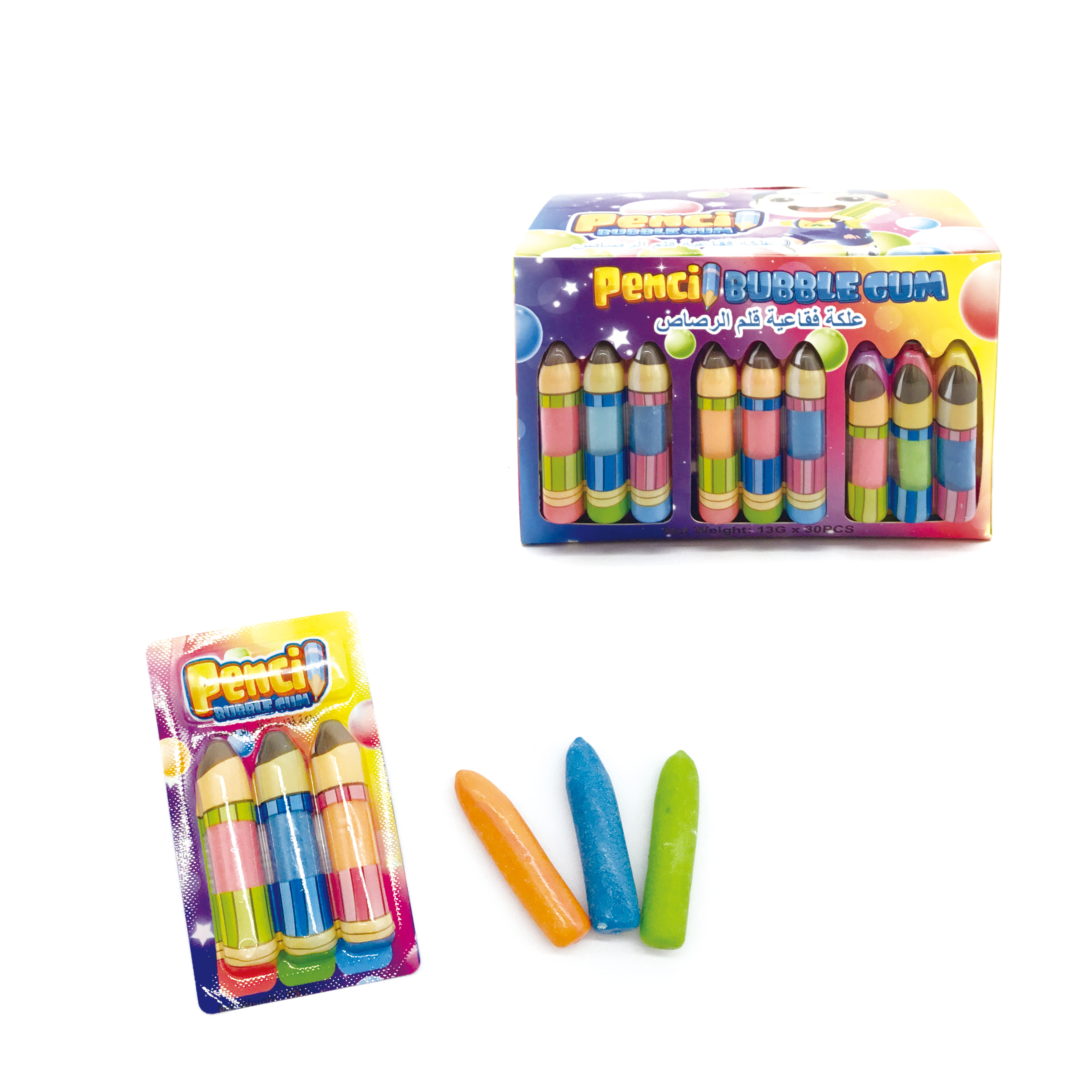 Pencil bubble gum