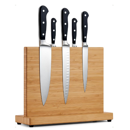 Double sided wooden magnetic knife holder