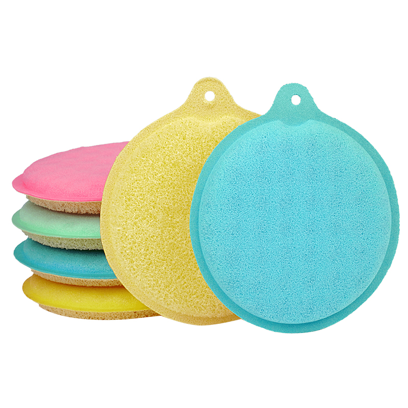 Round shape double side cleaning sponge