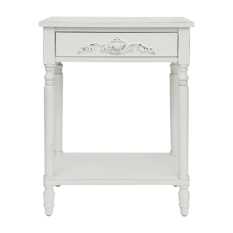 French Carved White Side Table