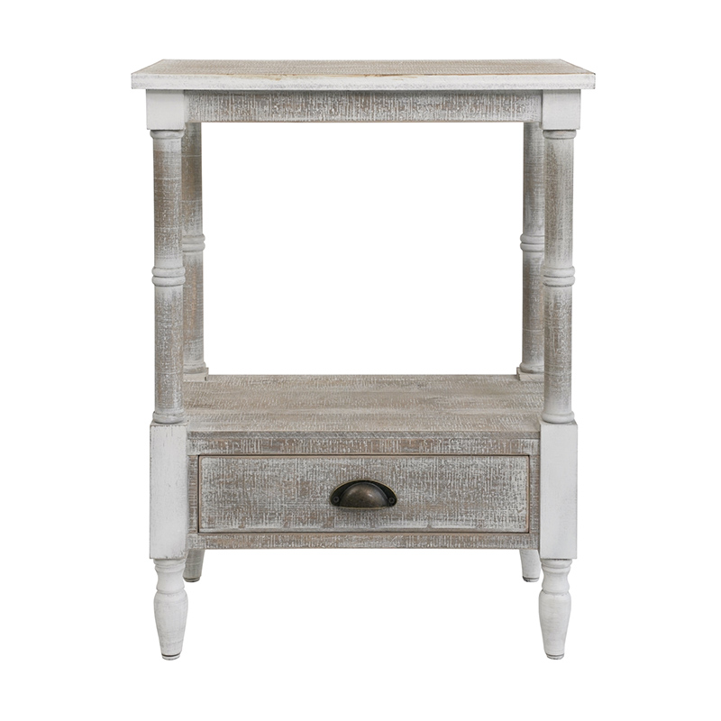 Gray Composite Rustic Side Table