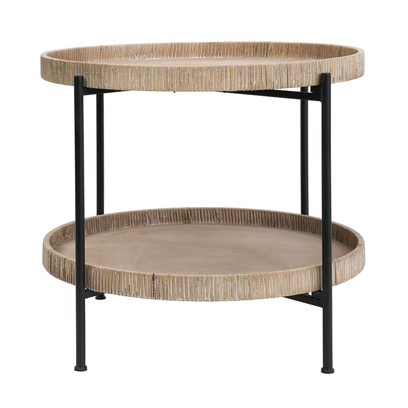 Trays Brown Wood Round Side Table