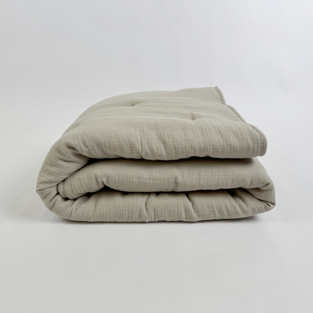 Custom Size Super Soft 100% Cotton Shell Blanket Lightweight Breathable Solid Color Quilt