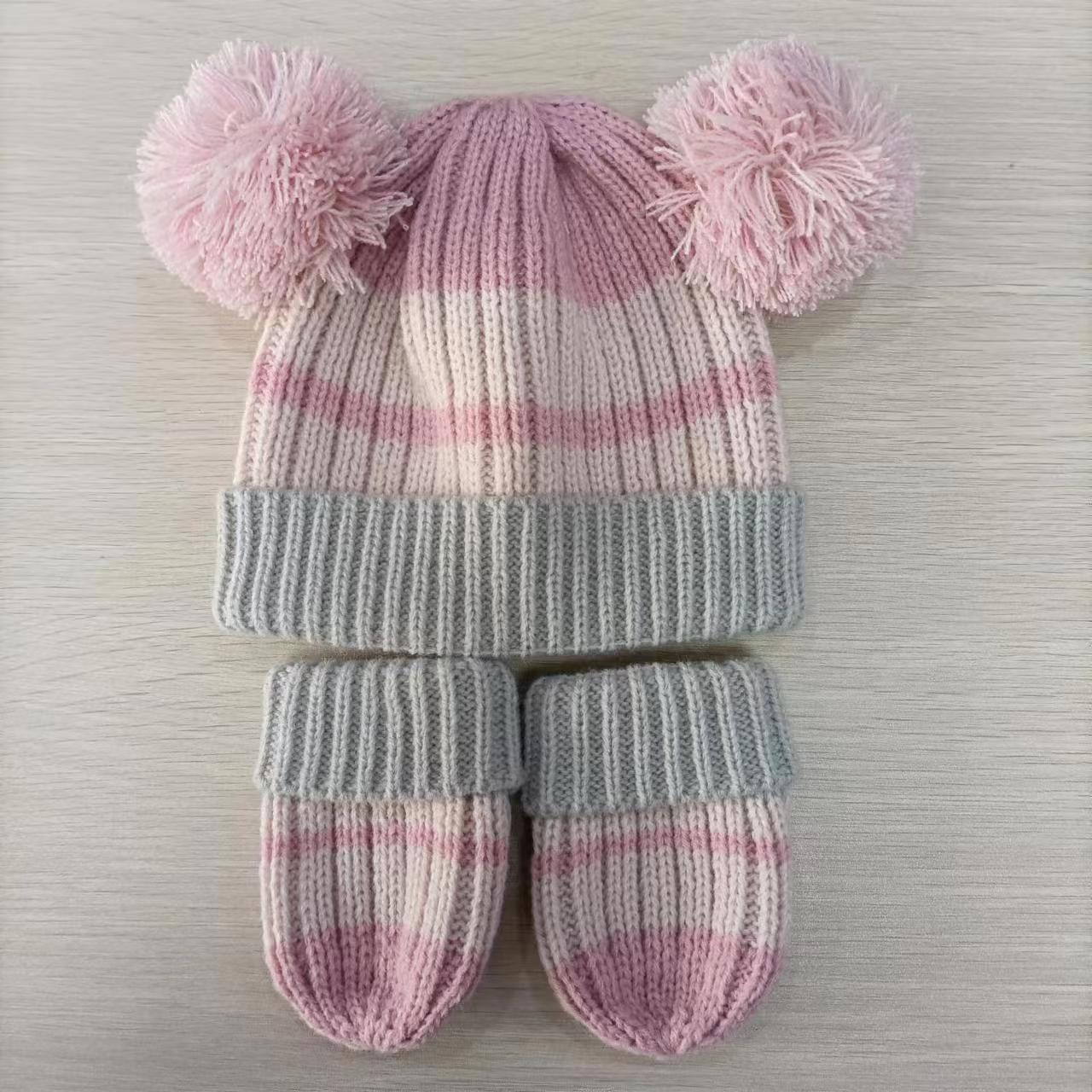 2pc Baby Hat And Mitten Set