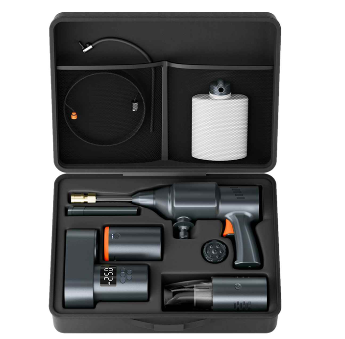 auto smart kits (wireless washer, air compressor, vaccum cleaner, jump starter and power bank)