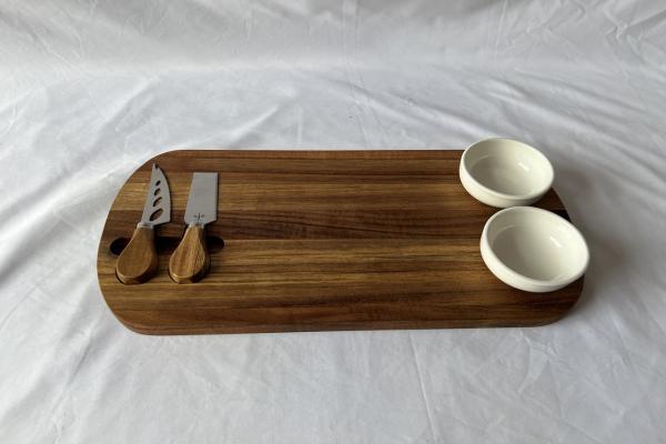 wooden cheese board set