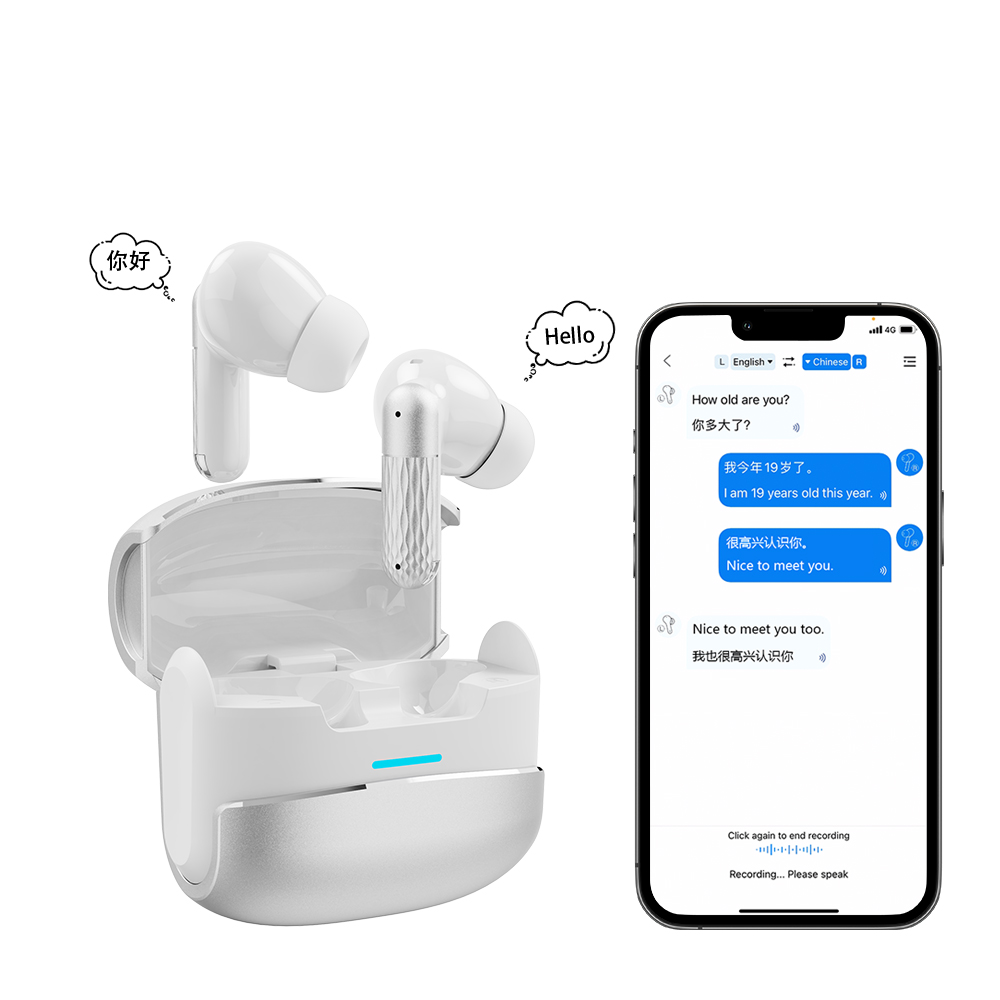 Zinc Alloy Quality Earphones 144 Languages AI Real Time Translate Bluetooth Metal Case Earphone