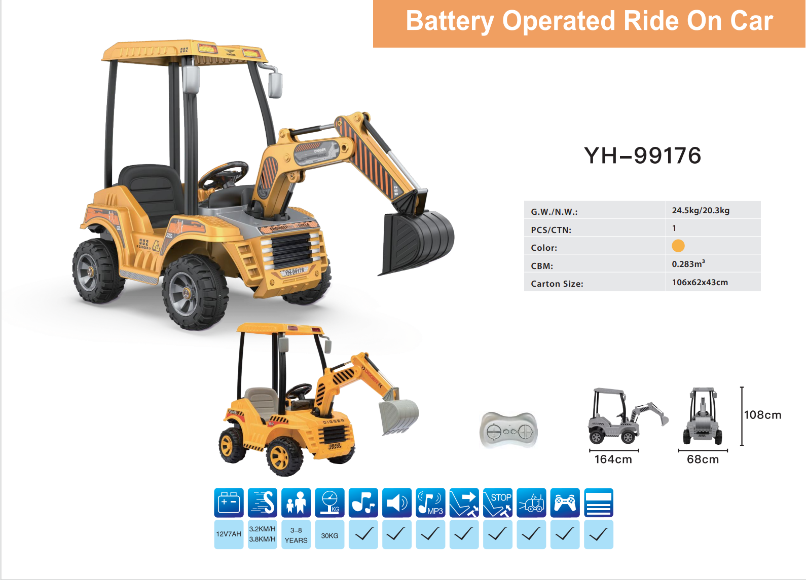 Battery Operated Ride On Digger