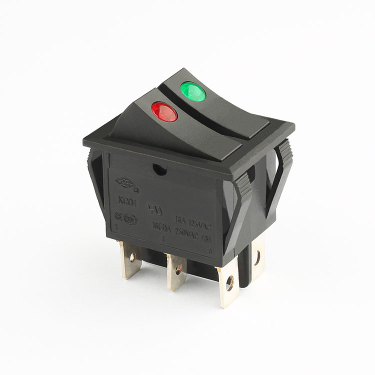16A 250V dot illuminated dobule pole rocker switch
