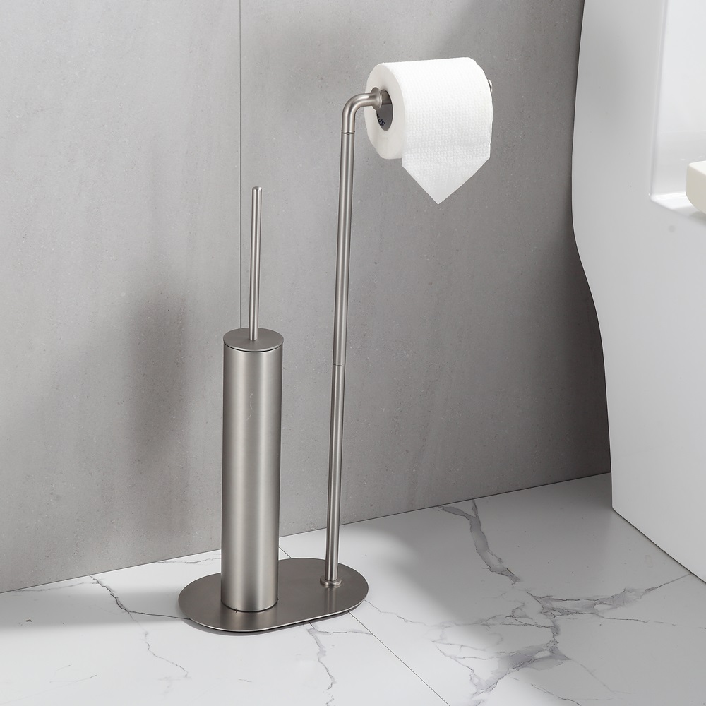 Modern design Chrome stainless steel bathroom toilet brush with paper holder