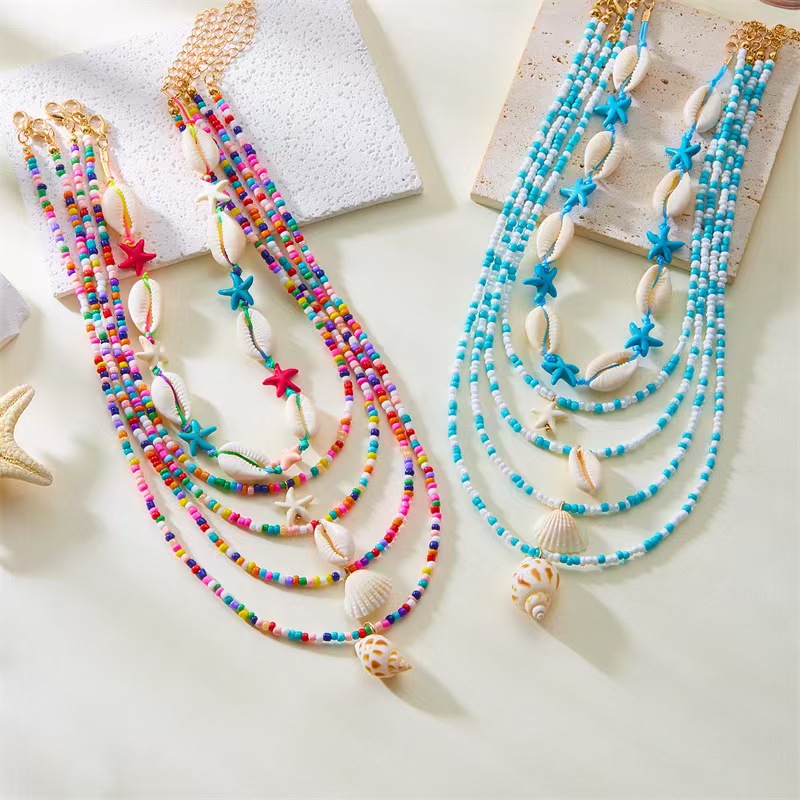 Bohemian multi-layered beach women's necklace from Europe and America